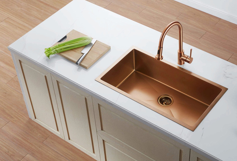 84x56 Coloured Stainless Steel Sink Copper Brushed Topmount 33 Inch 1 Bowl Kitchen Sink