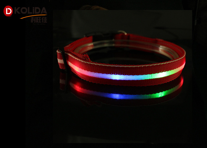 Adjustable Safety Nylon Rechargeable LED Dog Collar With USB Cable