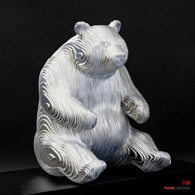 Custom Color Life-size Bronze Animal Sculpture Hand-forged Stainless Steel Panda Statues