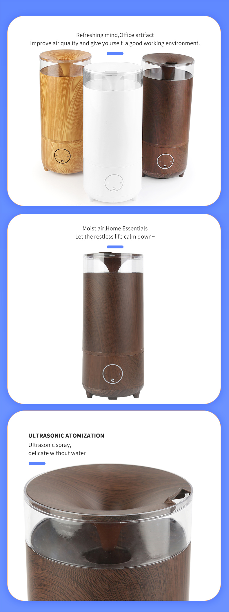 Electric Wood Electric Aroma Diffuser 154x154x346mm With Touch Switch
