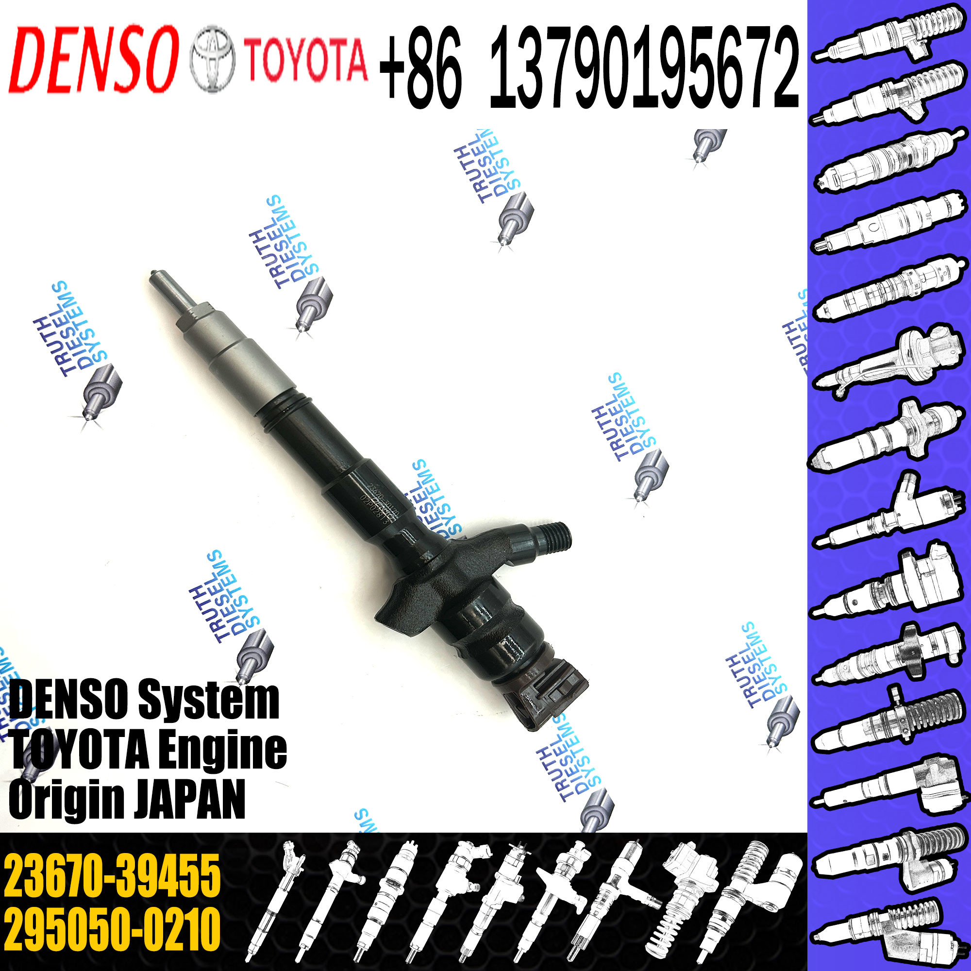 Common rail fuel injector , 295050-0210 for TOYOTA 1KD-FTV 23670-09340 23670-30410 23670-39455