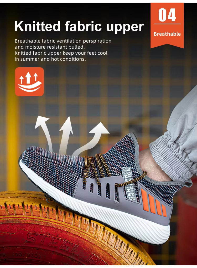 Stylish / Lightweight Steel Toe Sneakers Comfortable Slip Resistant Shoes