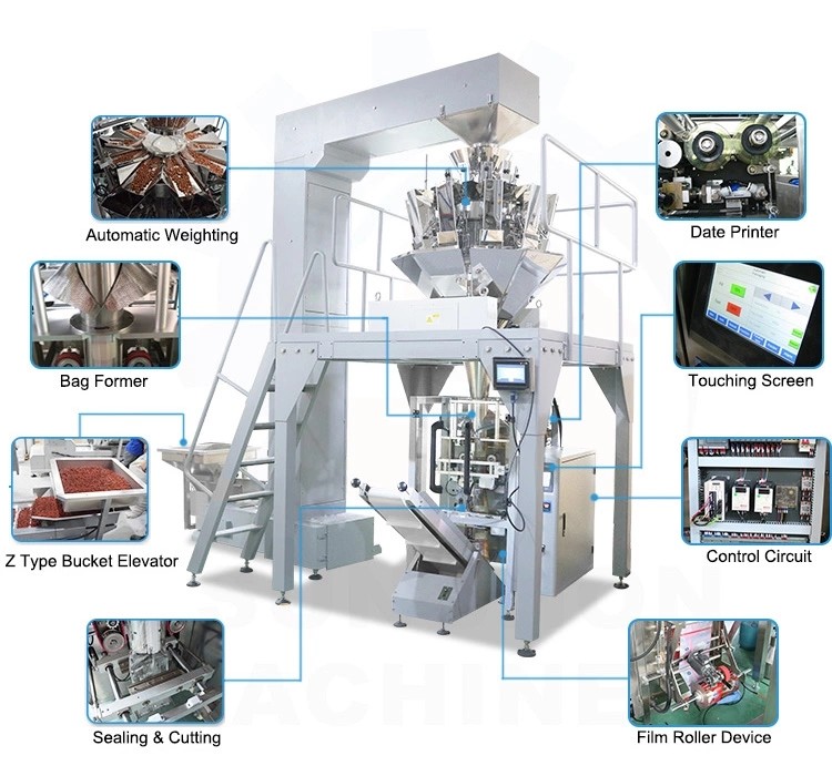 Automatic Fruit Crisps Chips Snacks Popcorns Sunflower kernels Packing Machine