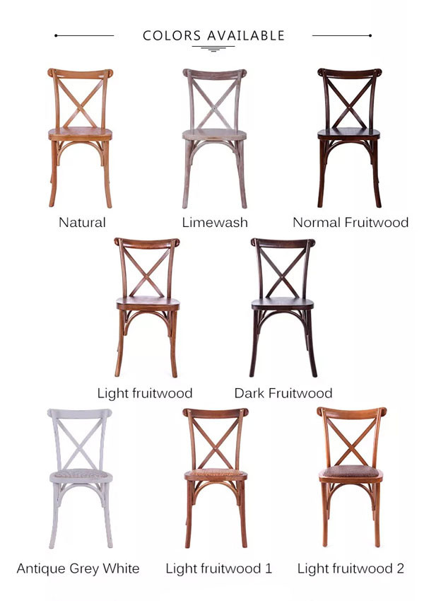 Multi Color Wedding Cross Back Chair Rattan Seat Durable Nordic Dining Chair