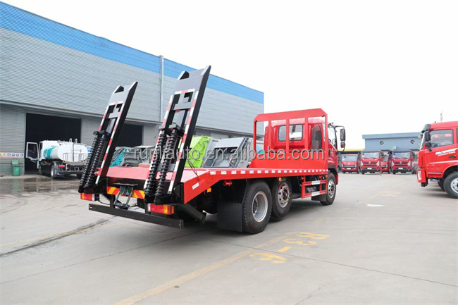 6 Wheels Chinese Winch Support Wrecker Flat Bed Truck With Ladder Use for Excavator Forklift Loading 8-12 Ton Rescue Truck