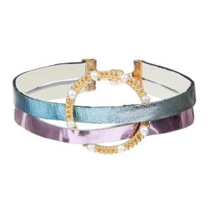 China OEM ODM Handmade Leather Bracelet , Double Metallic Womens Leather Charm Bracelet wholesale