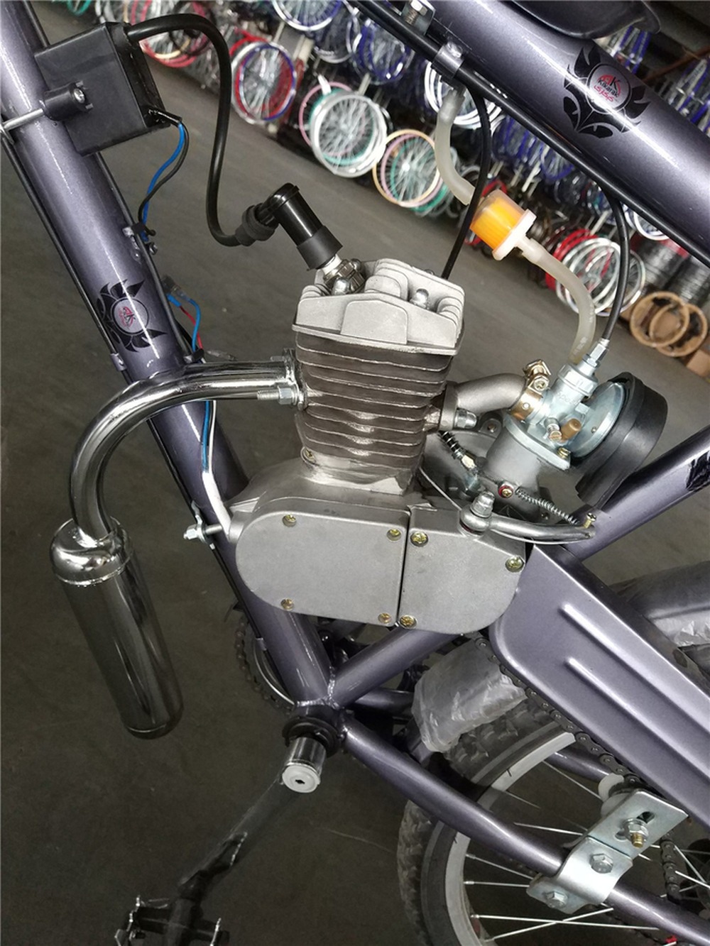 80CC or 50CC Displacement V Brake Gasoline Engine Kit for 26" Adult Men's Motor Bikes