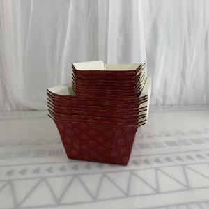 China Natural Disposable Rectangular Kraft Paper Loaf Pans Molds Red Flower wholesale