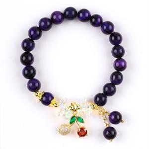 China Sparkling Cherry Purple 8mm Tiger Eye Bead Bracelet For Daily Wear wholesale
