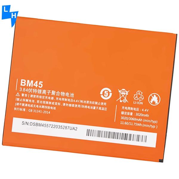 3060mAh Capacity Replacement Battery BM45 for Xiaomi Redmi Note 2 Double IC