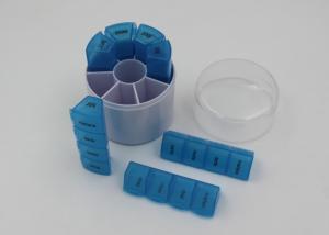 China Cylindrical Plastic Pill Box With Stamp Printing Logo / 28 Day Pill Organizer wholesale