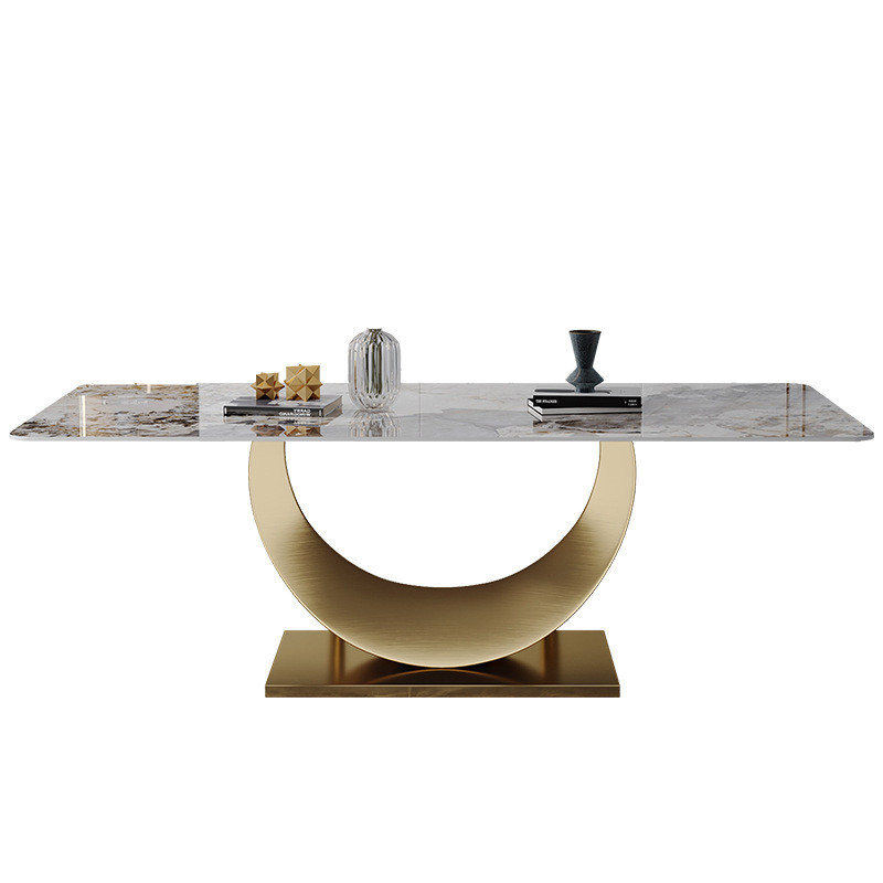 Length 1.8m/2m Marble Dining Tables With Stainless Steel Legs