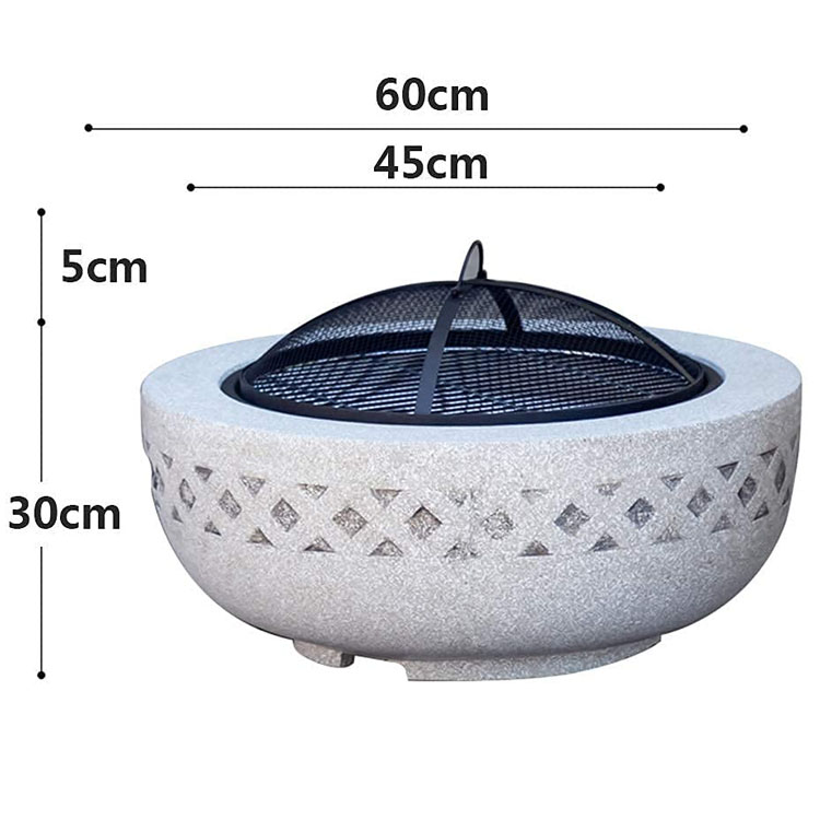 3 in 1 Round Wood Burning Firepit Charcoal BBQ Grill Table for Metal Outdoor Backyard