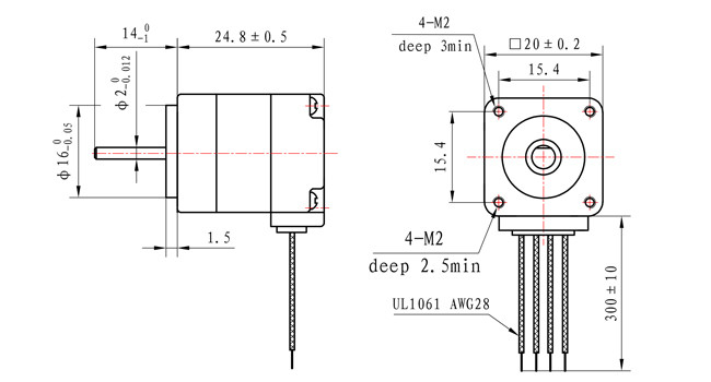 10mNm 4 Wire Bipolar Stepper Motor 5V 0.24A Nema 8 Motor 20x20x25mm