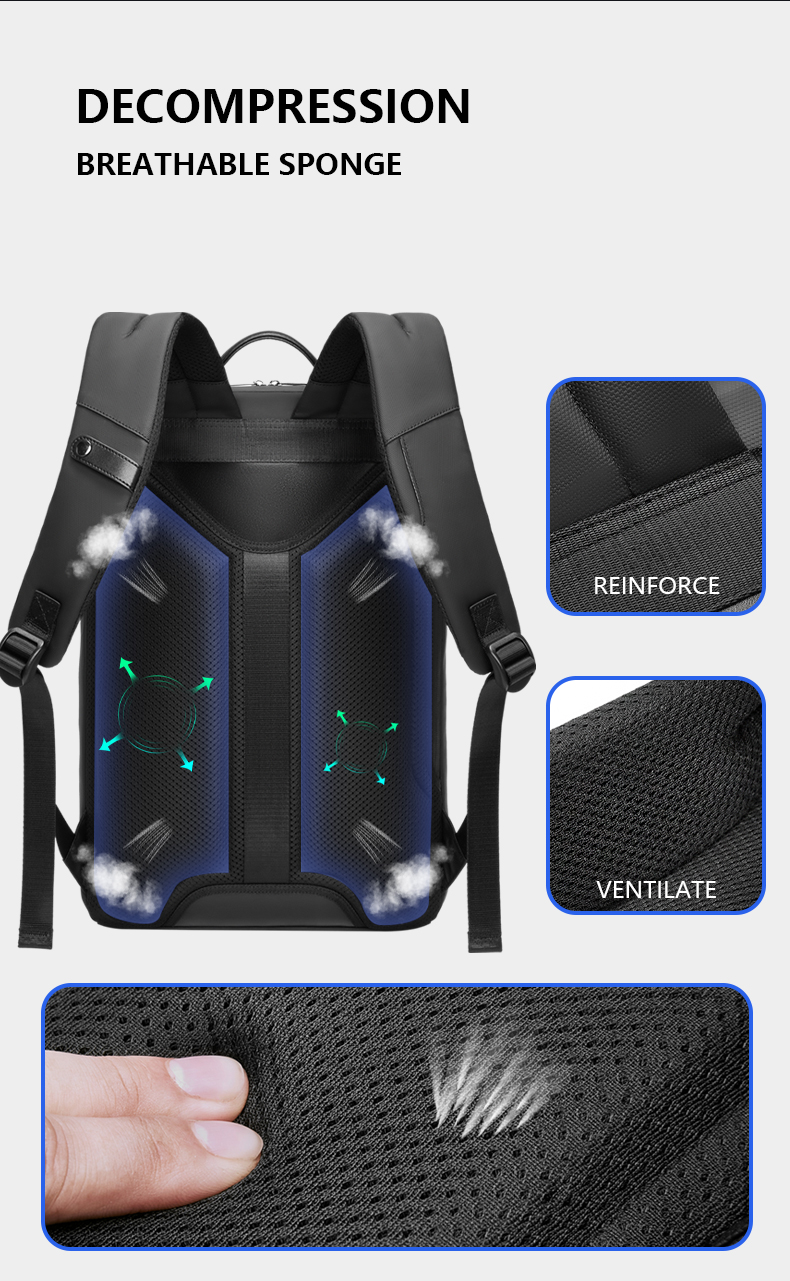 Zipper Closure Waterproof Business Backpack Dual Space Storage