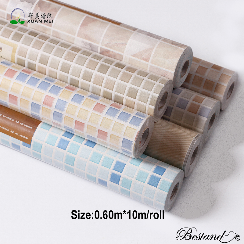 Korean Design Waterproof Textured Wallpaper for Mosaic Ceramic Tile Brick PVC and Waterproof