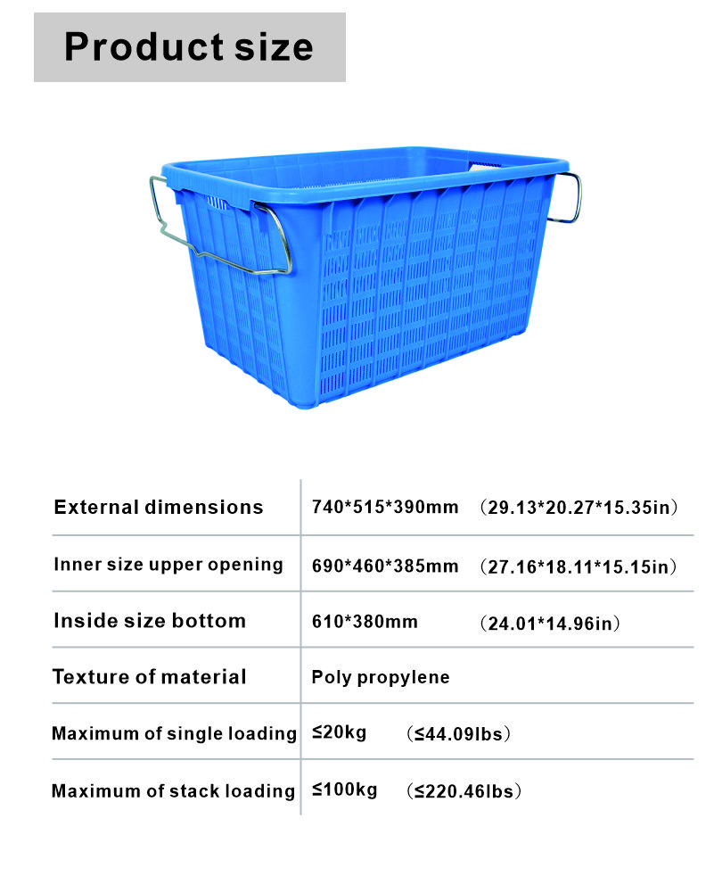 Foldable Plastic Crate for Shopping 740x515x390mm Easy to Store and Transport