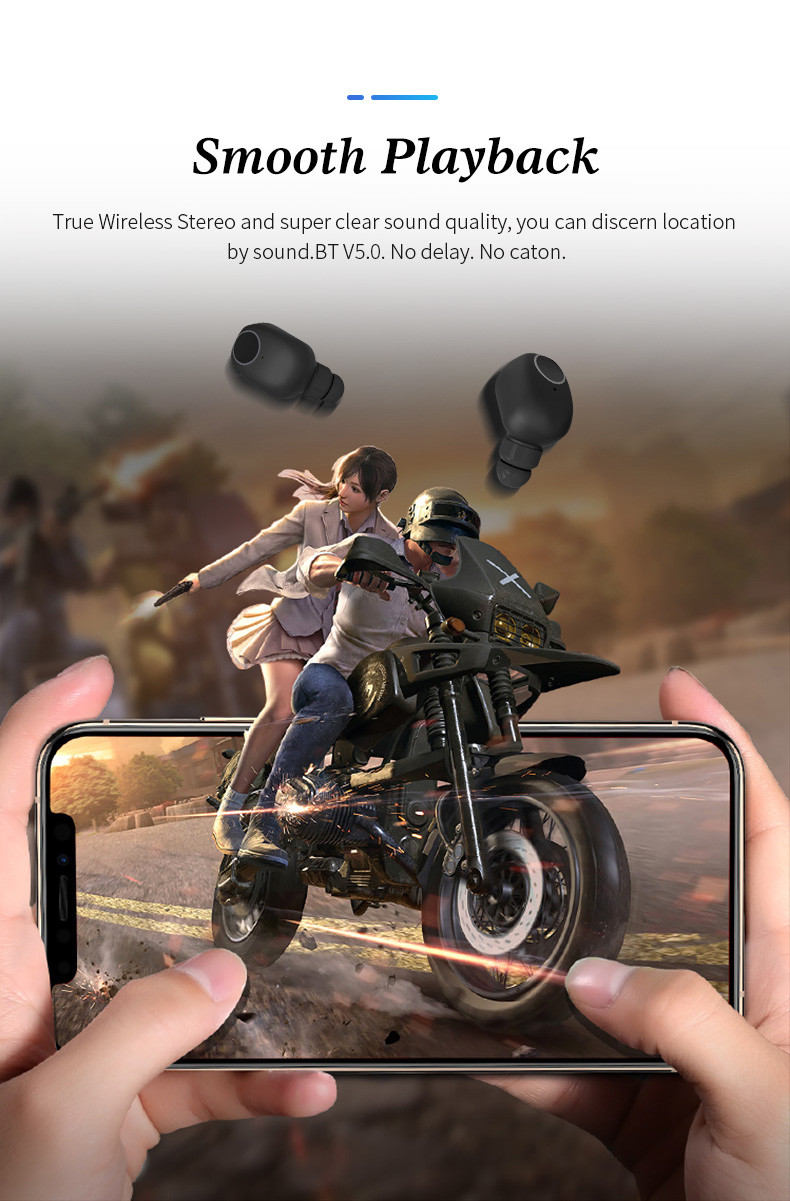 Sweatproof Bluetooth 5.0 Earphone 3D Stereo Sound tws Wireless earbuds earphone with 400mAh Charging Box
