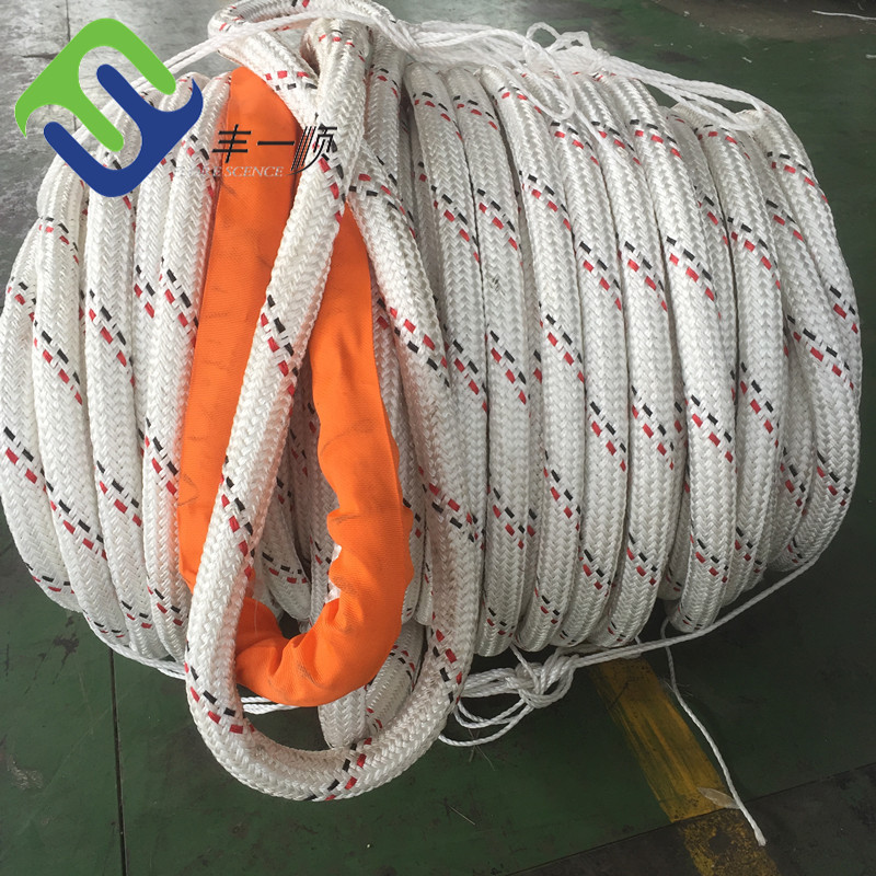 High Quality HMPE Synthetic Fiber Rope for Towing Ship UHMWPE 12 Strand Hollow Braided Marine Mooring Rope