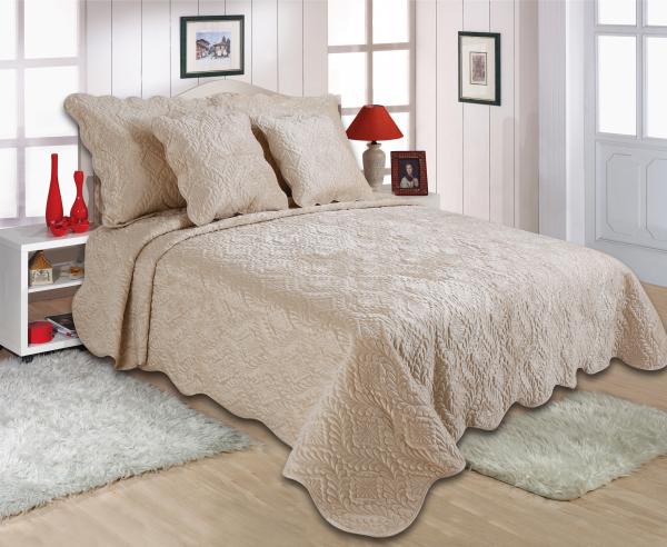 Soft Velvet Reversible Ultrasonic Bedspread Hypoallergenic Floral Striped