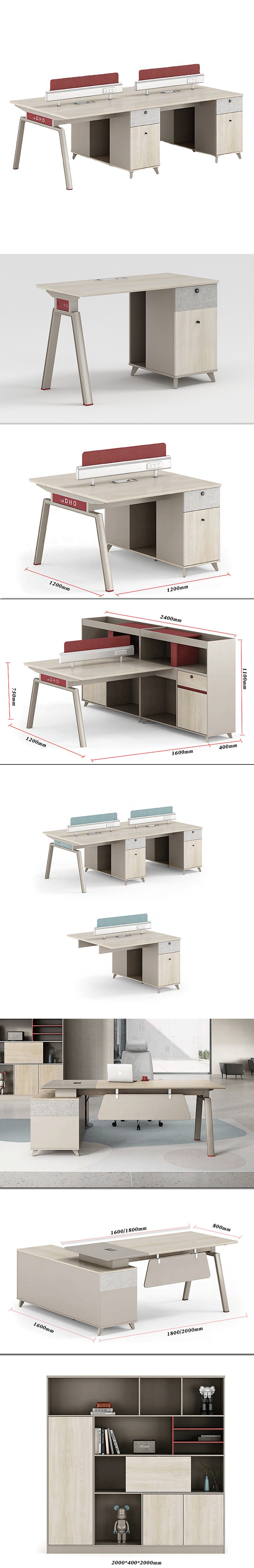 PANEL Wood Modern Style Four-Person Office Desk and Chair Combination for Workstation