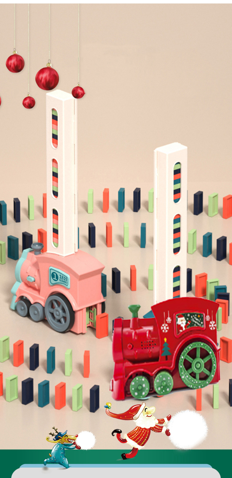 Plastic Electric Music Lighting Toy Trains for Age 4-6Y DIY Domino Automatic Licensing