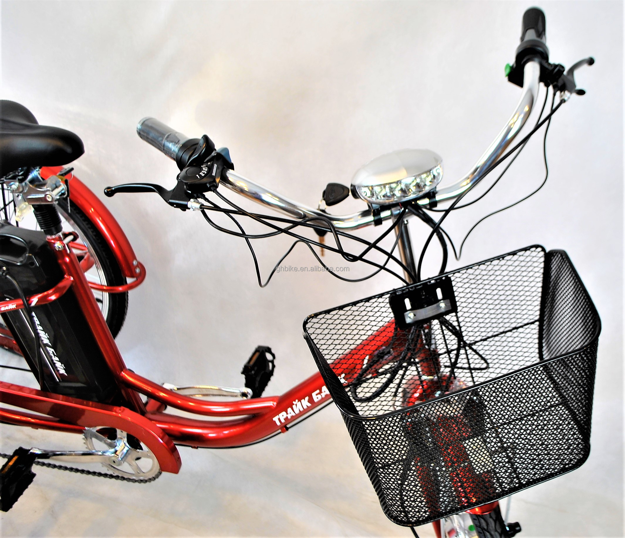 24" Rear Hub Motor Steel Frame 7speeds 36V350W 35KM/H Unisex Adult Electric Tricycles