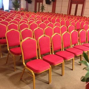 China Stackable Burgundy Banquet Chairs Iron Metal Banquet Room Chairs wholesale