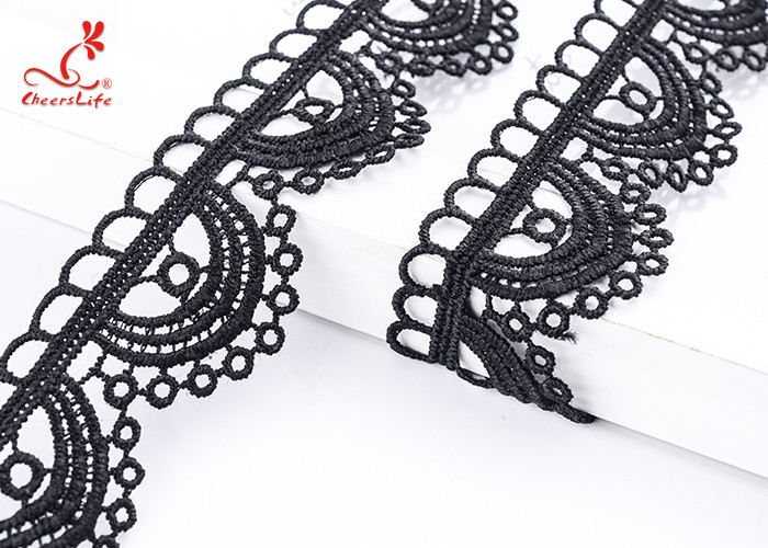 Durable Quality 4 Cm Popular Milk Yarn Voile Embroidered Embroidery Hollow Out Black Lace for Casual Dress