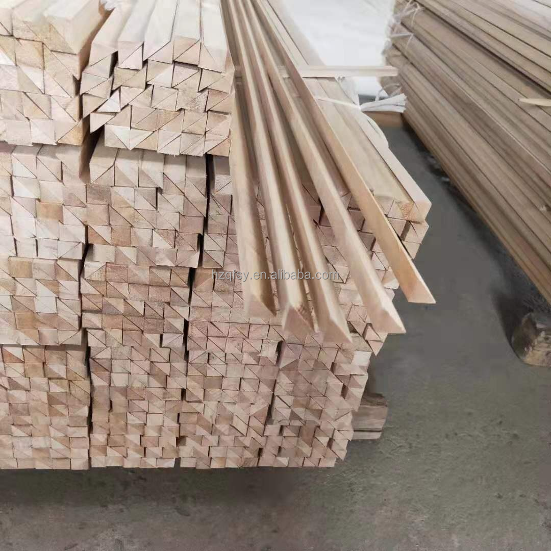 11mm x 11mm Wood Chamfer Paulownia Triangle Wood Strips with Moisture Content 8%-12%
