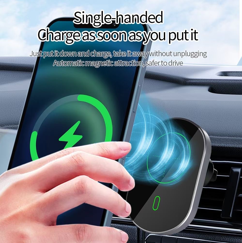 Iphone 3 In 1 Magnetic Wireless Charger ABS 5W 7.5W 10W 15W Air Vent Holder