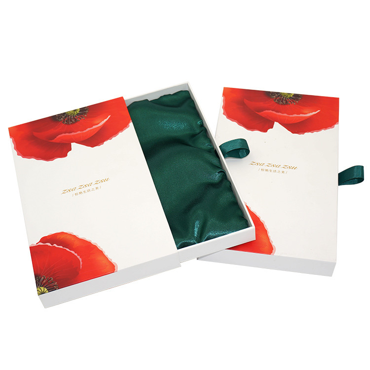 Ribbon Rigid Cardboard Box , Cardboard Sliding Drawer Box Pantone Color Printing