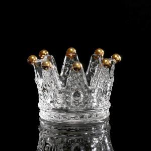 China Classic Crown Clear Glass Candle Holders wholesale