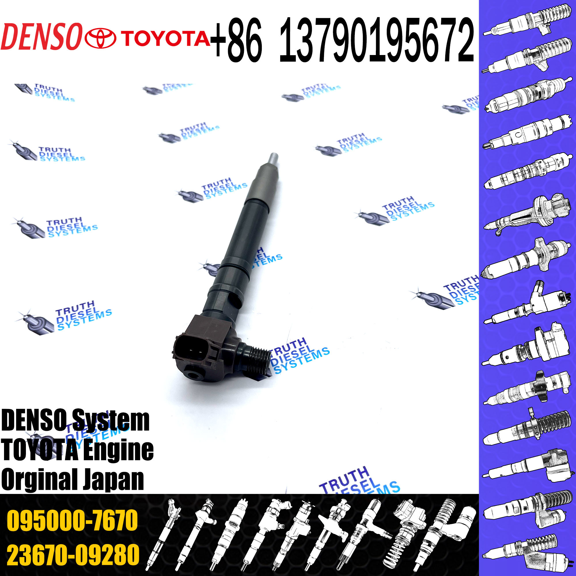 Diesel Fuel Engine Injector 095000-7670 23670-09280 For Engine High Pressure Pump Engine Injection Injector 095000-7670