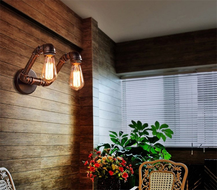 Iron Water Pipe Wall Sconce Light Bulbs Ac85-265v 50/60 Hz For Restaurant
