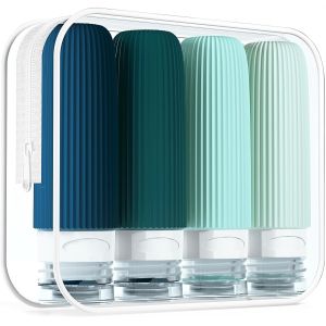 China Malachite Toiletries Silicone Travel Bottle Set Leak Proof 90ml wholesale