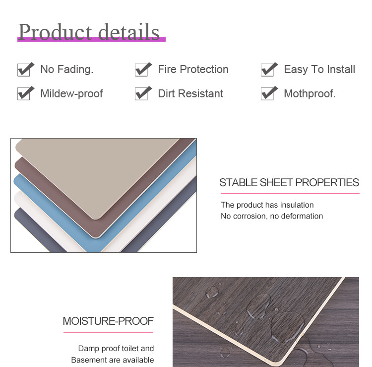 Bamboo Charcoal Wood Veneer PVC Wall Panels Ceiling Skin Feeling Panel Interior Decoration Wall Panel