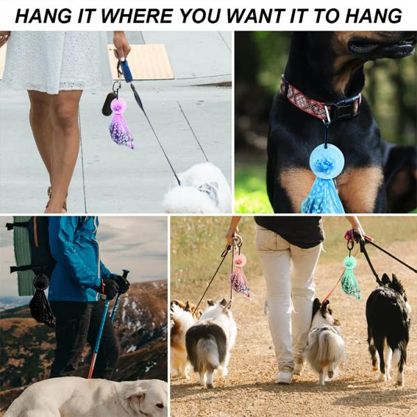 Portable Silicone Dispenser Pet Dog Waste Poop Bag Holder Carrier Accessory with Carabiner Clip for Outdoor Walking Training