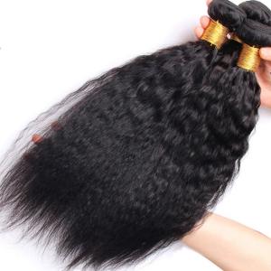 China Brazilian / Peruvian Kinky Straight Virgin Human Hair Bundles With Natural Color wholesale