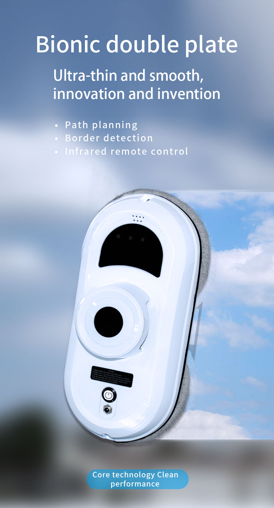 Household Huidi Automatic Window Vacuum Cleaning Robot with 2800Pa Suction US Plug