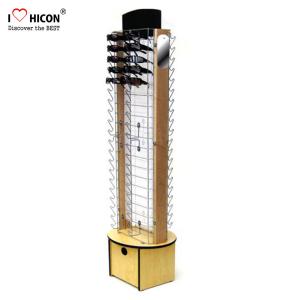 China Wood Base Rotating Sunglasses Display Case , Floor Standing Sunglasses Display Rack wholesale
