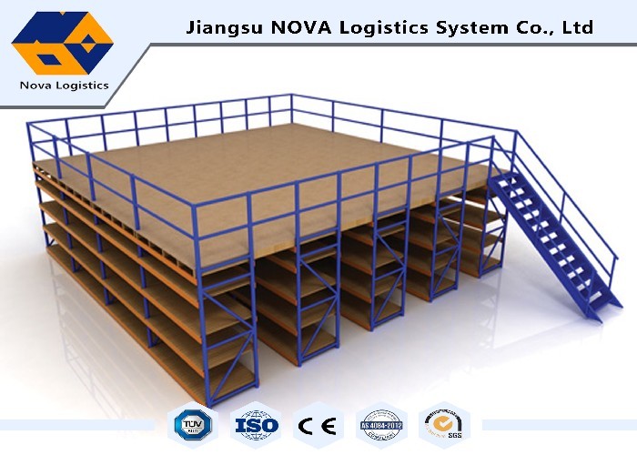 Plywood Board Industrial Mezzanine Floors Racking System With Staircase