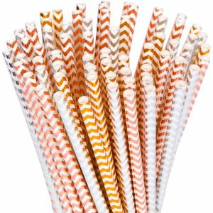 China Sturdy Metallic Paper Straws Long Lasting Customized Logo Used In Juice Beverage wholesale