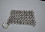 Food Grade Stainless Steel Chainmail Scrubber For Cast Iron Cookware , Round