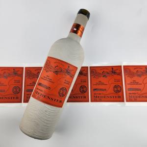 China Orange custom leather stickers Embossed Texture Wine Bottle Label wholesale