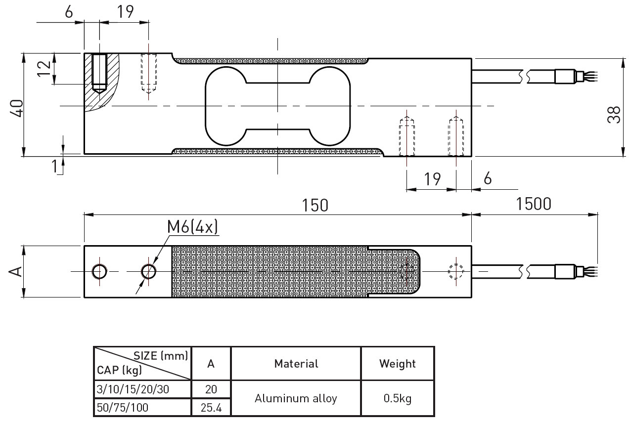 Electronic Scale Force Sensor Load Cell Strain Gauge Weight Sensor