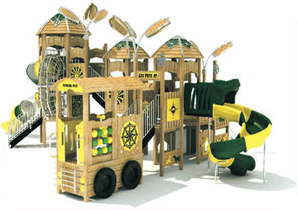 Educational Wooden Playground Slide Customized Color LLDPE Long Lifespan