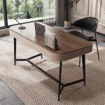 Iron Leg Solid Oak Writing Table Lacquer Finish Wooden Office Table