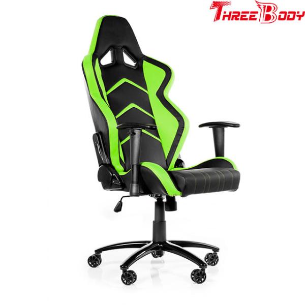 360 Degree Gaming Chair Durable , Black And Green Racing Seat Gaming Chair