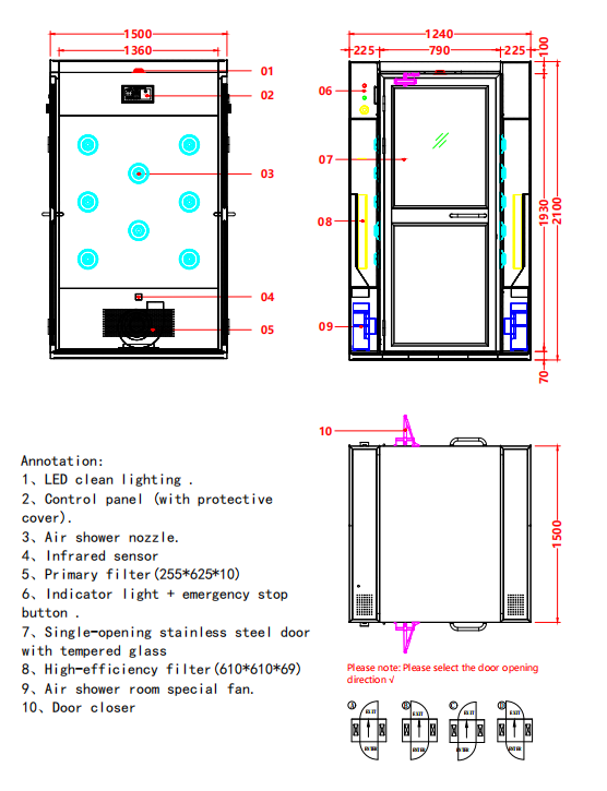 Dual-Person Air Shower with Double Airflow – 201 Stainless Steel for Pharma Labs